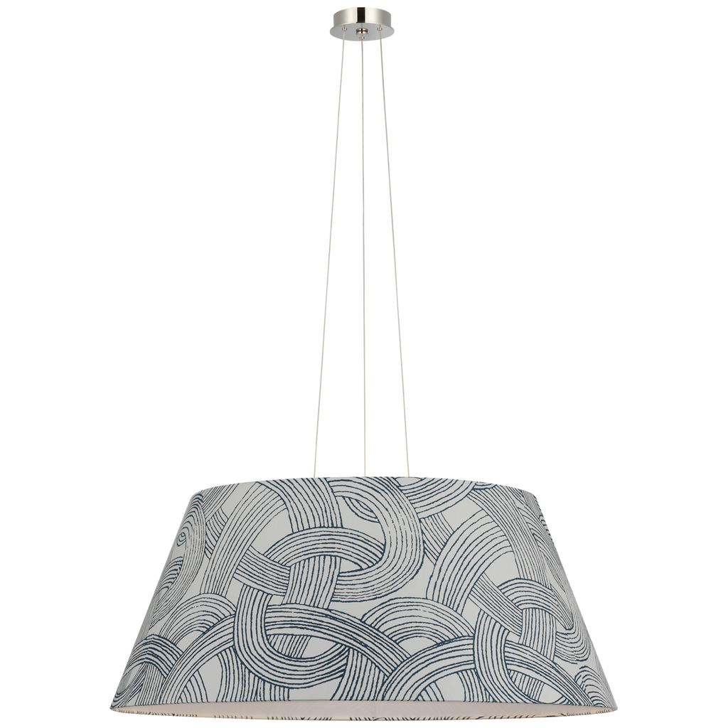 Caufield 39" Hanging Shade | Polished Nickel | Schumacher Blue Freeform Shade