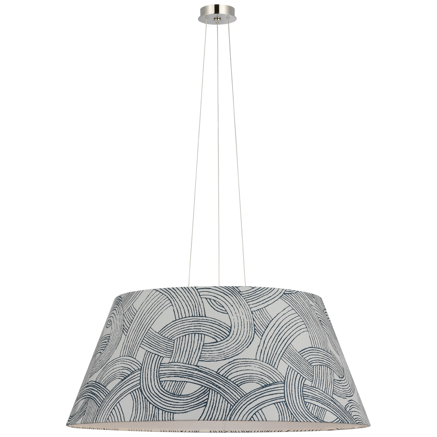 Caufield 39" Hanging Shade | Polished Nickel | Schumacher Blue Freeform Shade