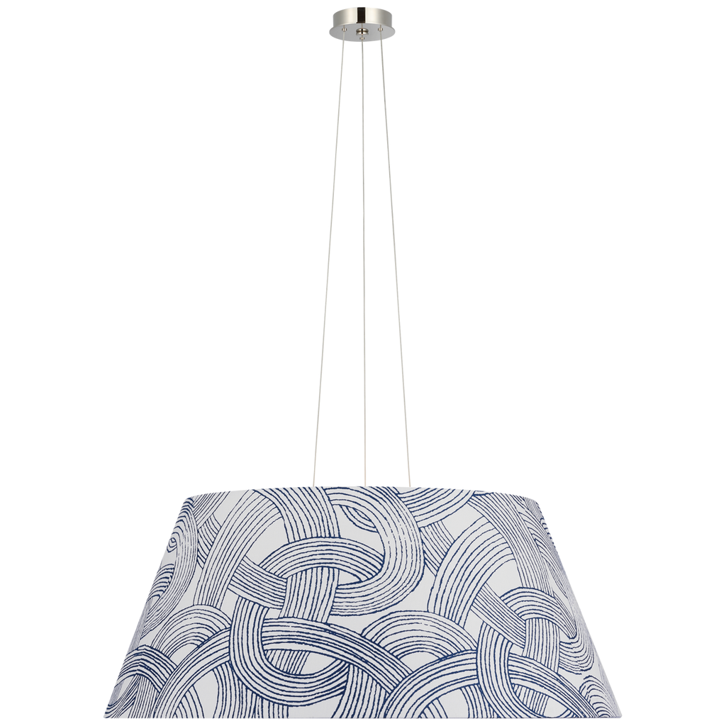 Caufield 39" Hanging Shade | Polished Nickel | Schumacher Blue Freeform Shade