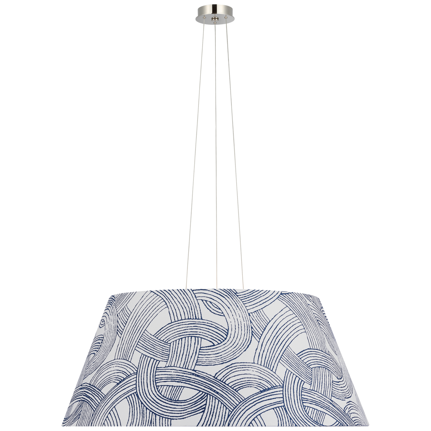 Caufield 39" Hanging Shade | Polished Nickel | Schumacher Blue Freeform Shade