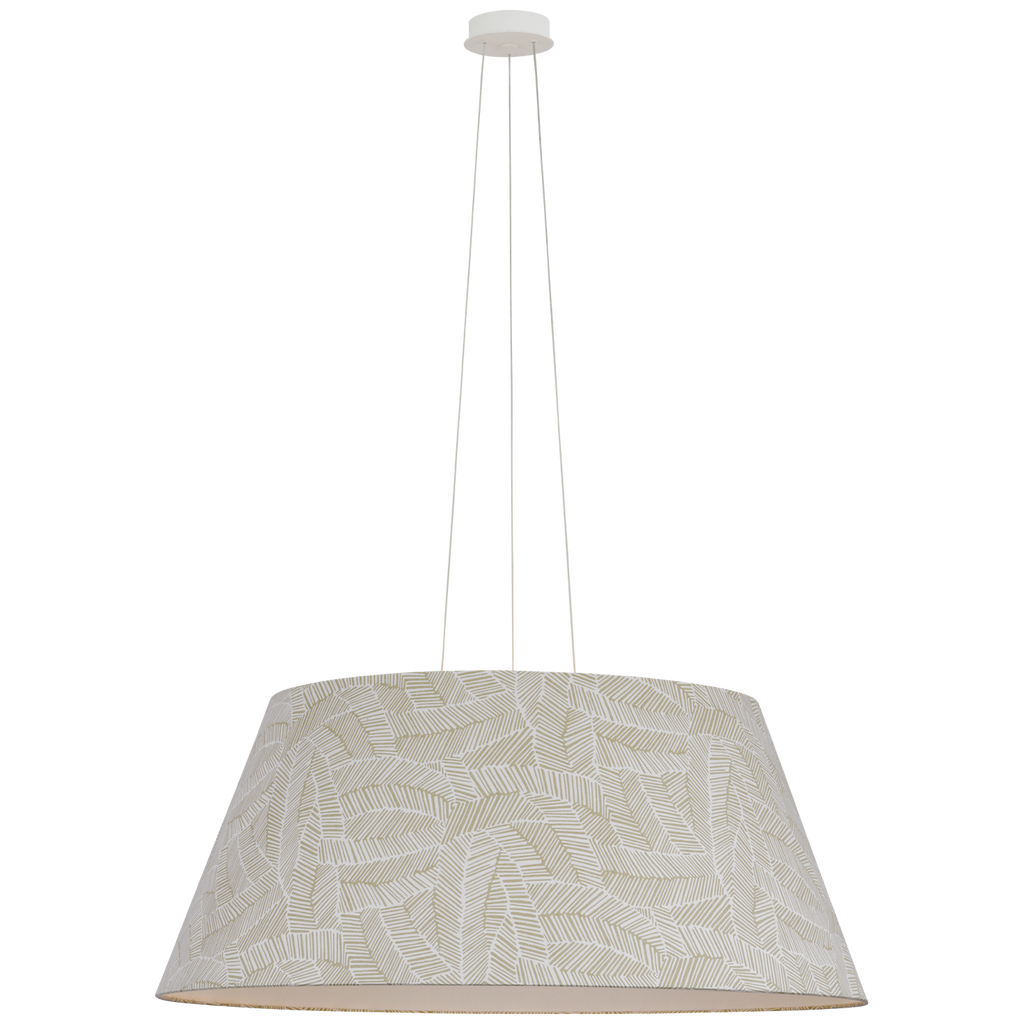 Caufield 39" Hanging Shade | Matte White | Schumacher Taupe Abstract Leaf Shade