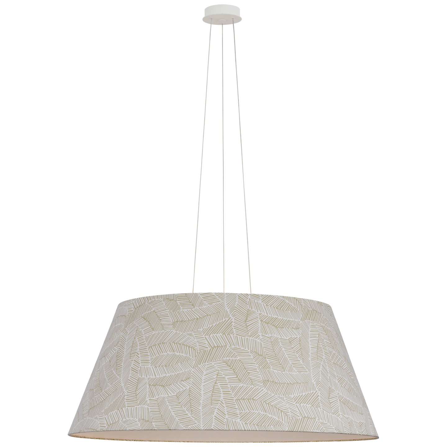 Caufield 39" Hanging Shade | Matte White | Schumacher Taupe Abstract Leaf Shade