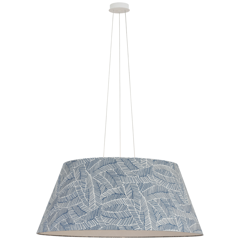 Caufield 39" Hanging Shade | Matte White | Schumacher Navy Abstract Leaf Shade