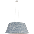 Caufield 39" Hanging Shade | Matte White | Schumacher Navy Abstract Leaf Shade