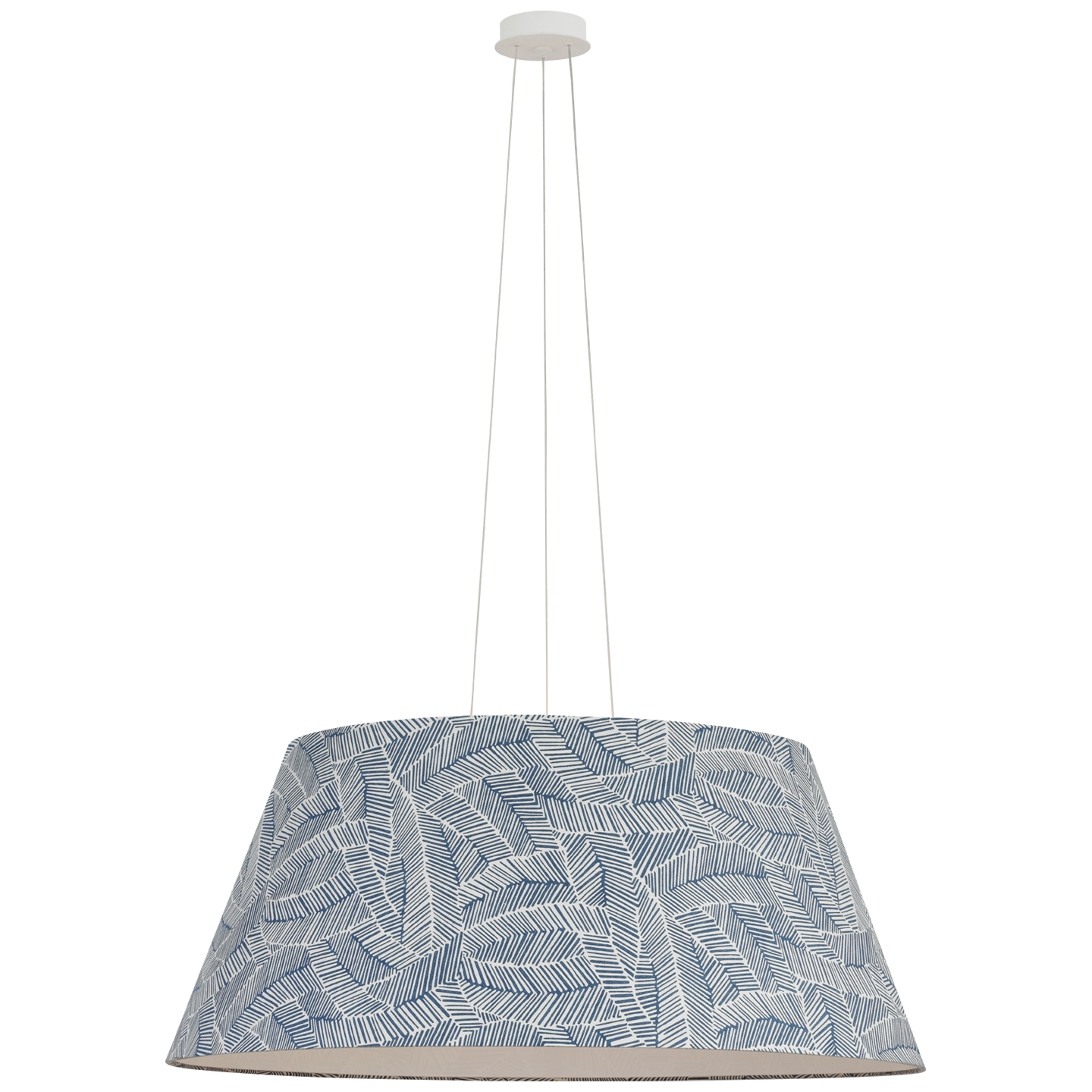 Caufield 39" Hanging Shade | Matte White | Schumacher Navy Abstract Leaf Shade