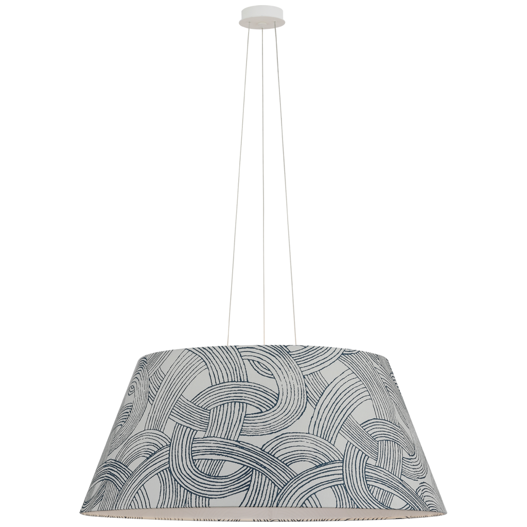 Caufield 39" Hanging Shade | Matte White | Schumacher Blue Freeform Shade