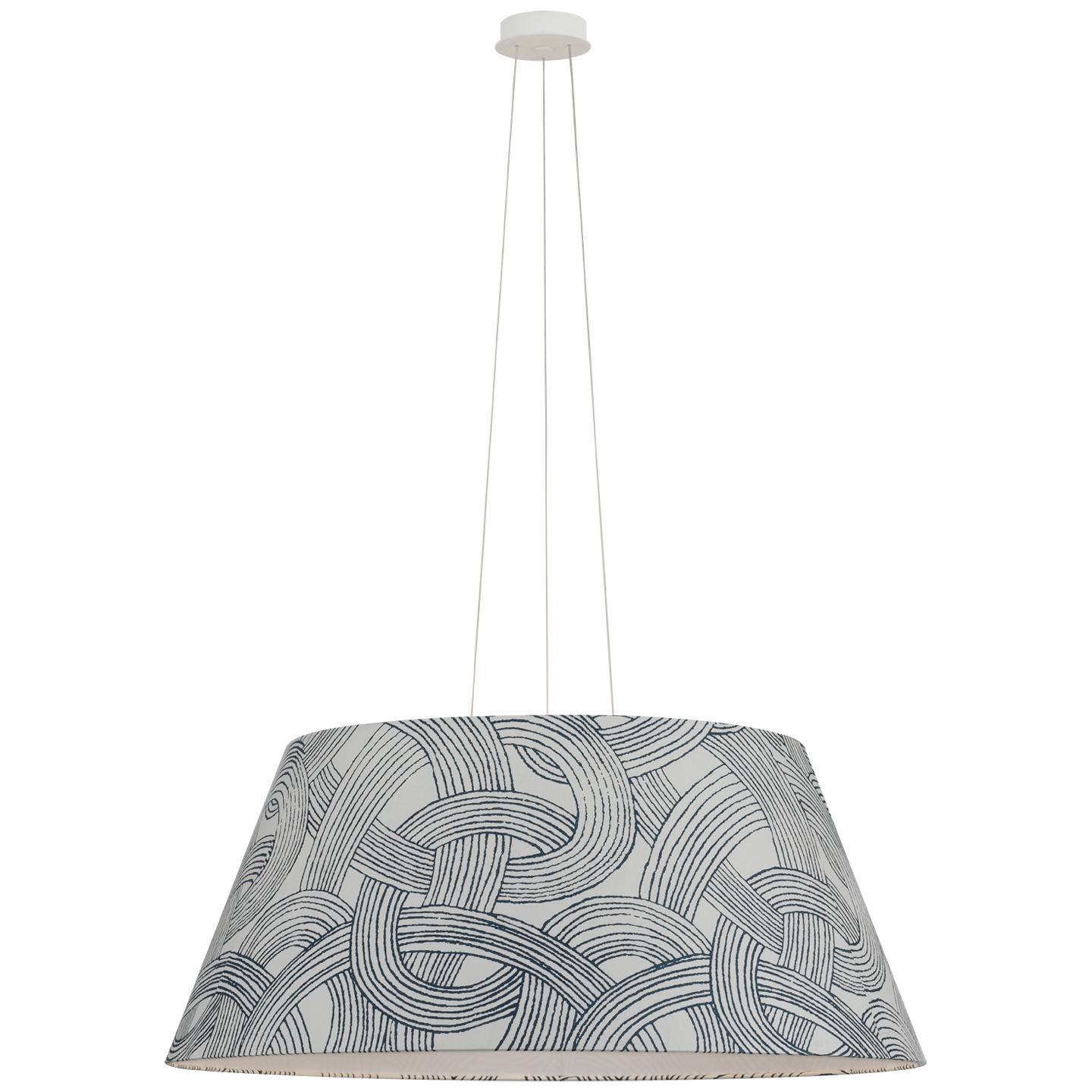 Caufield 39" Hanging Shade | Matte White | Schumacher Blue Freeform Shade