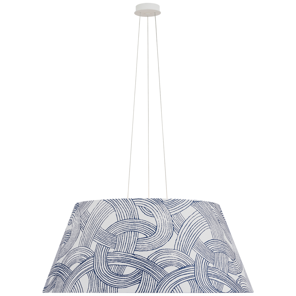 Caufield 39" Hanging Shade | Matte White | Schumacher Blue Freeform Shade