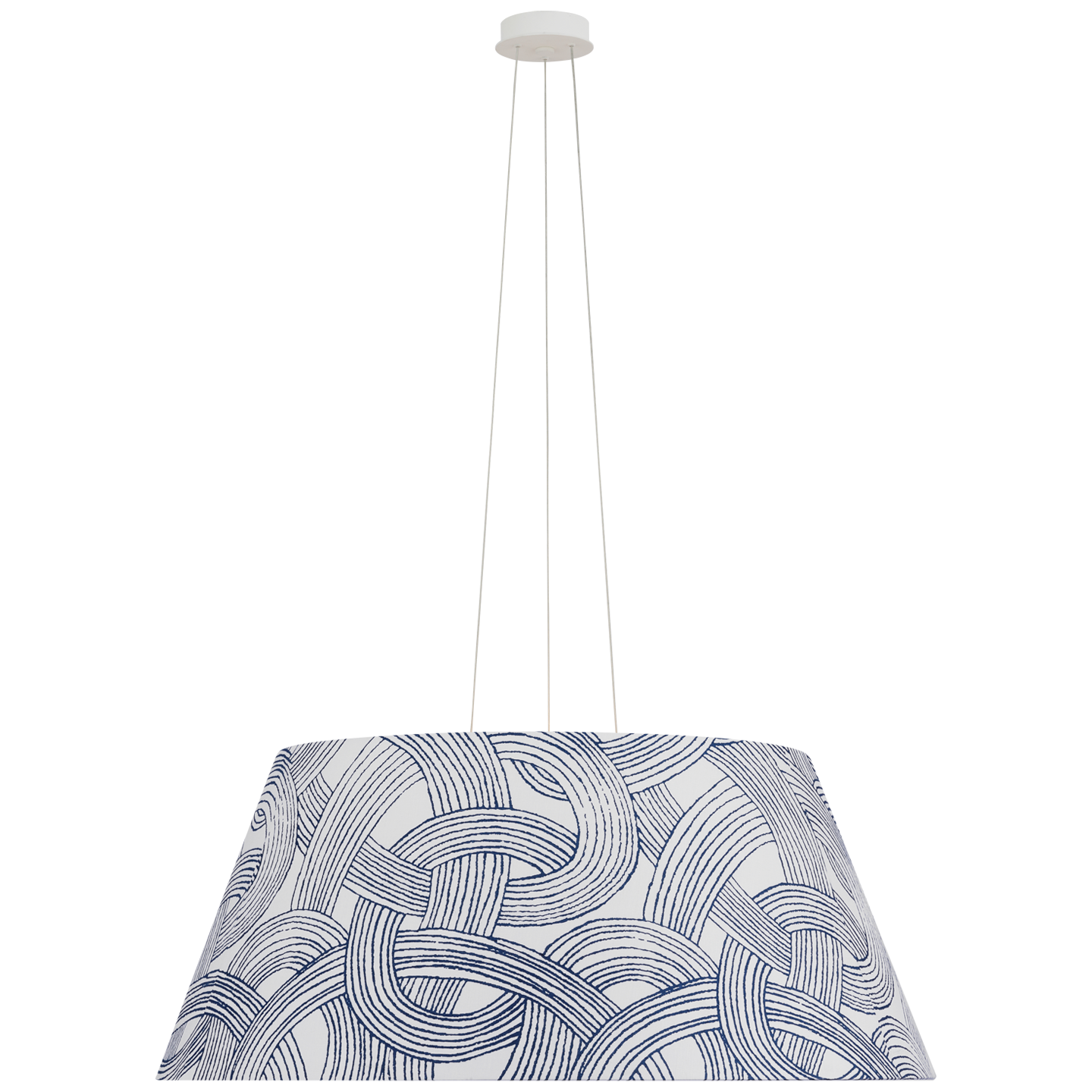 Caufield 39" Hanging Shade | Matte White | Schumacher Blue Freeform Shade