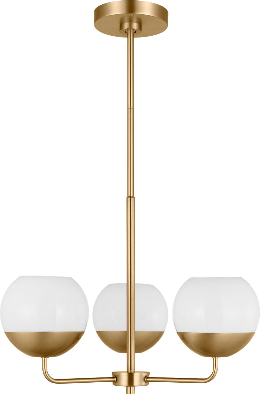 Alvin Three Light Chandelier Satin Brass Bulbs Inc