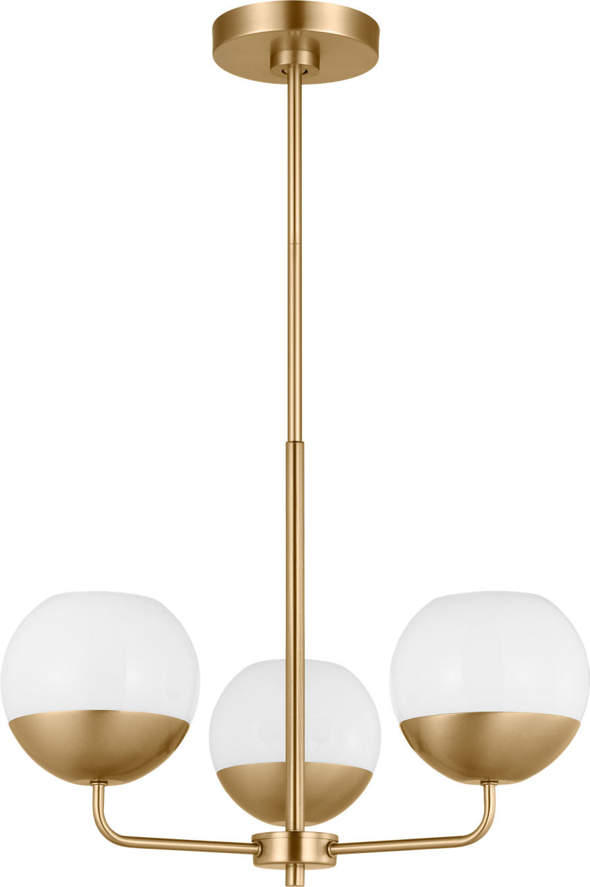 Alvin Three Light Chandelier Satin Brass Bulbs Inc