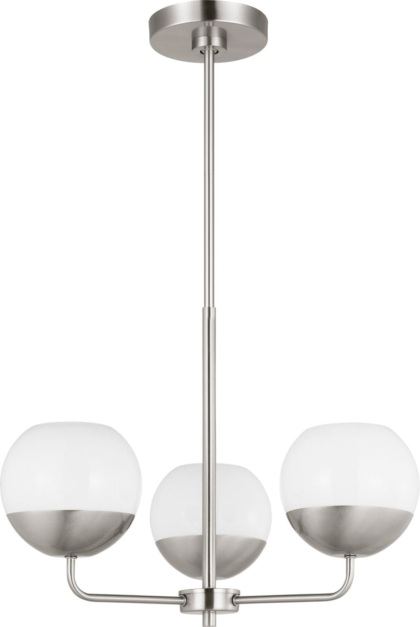 Alvin Three Light Chandelier Satin Brass Bulbs Inc