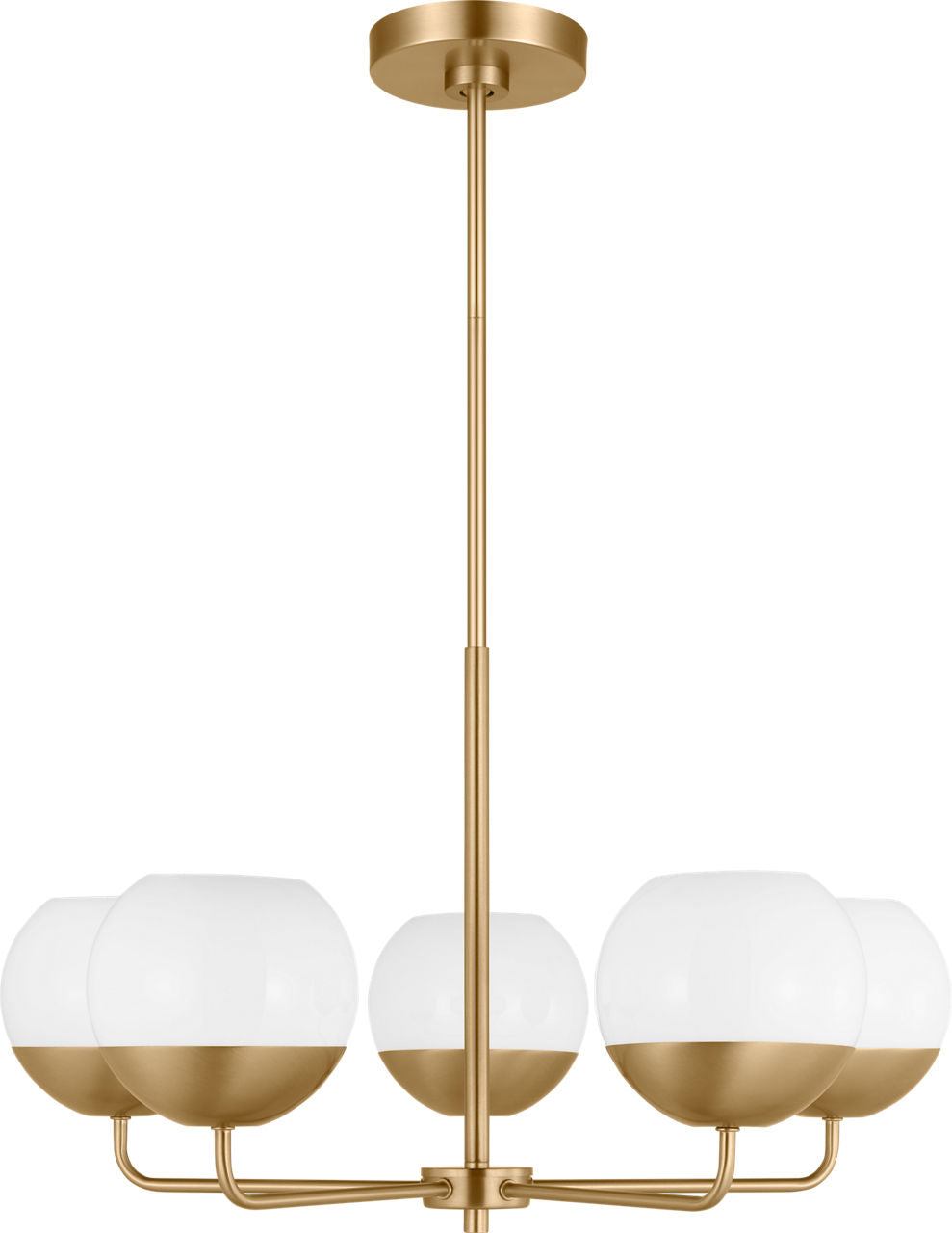 Alvin Five Light Chandelier Satin Brass Bulbs Inc