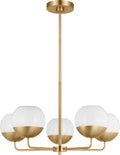 Alvin Five Light Chandelier Satin Brass Bulbs Inc