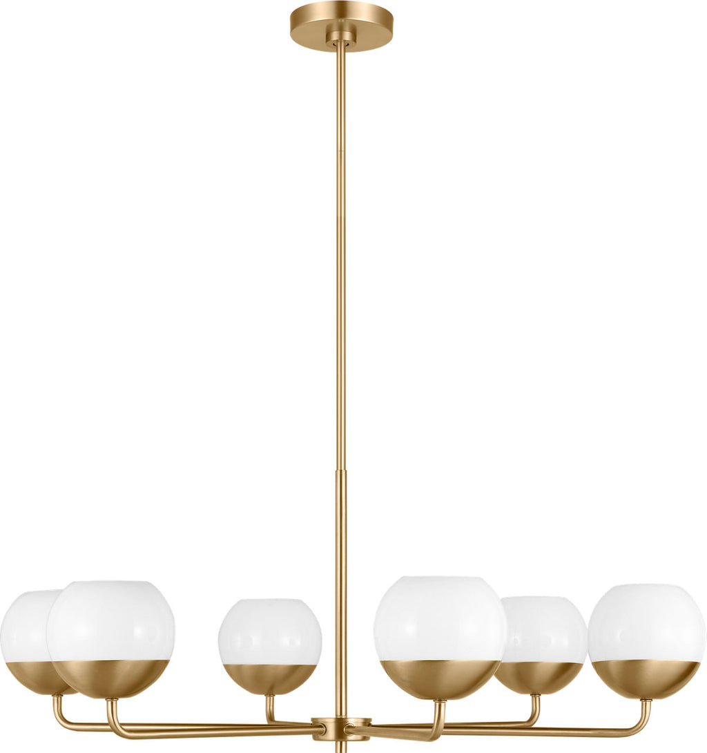 Alvin Six Light Chandelier Satin Brass Bulbs Included