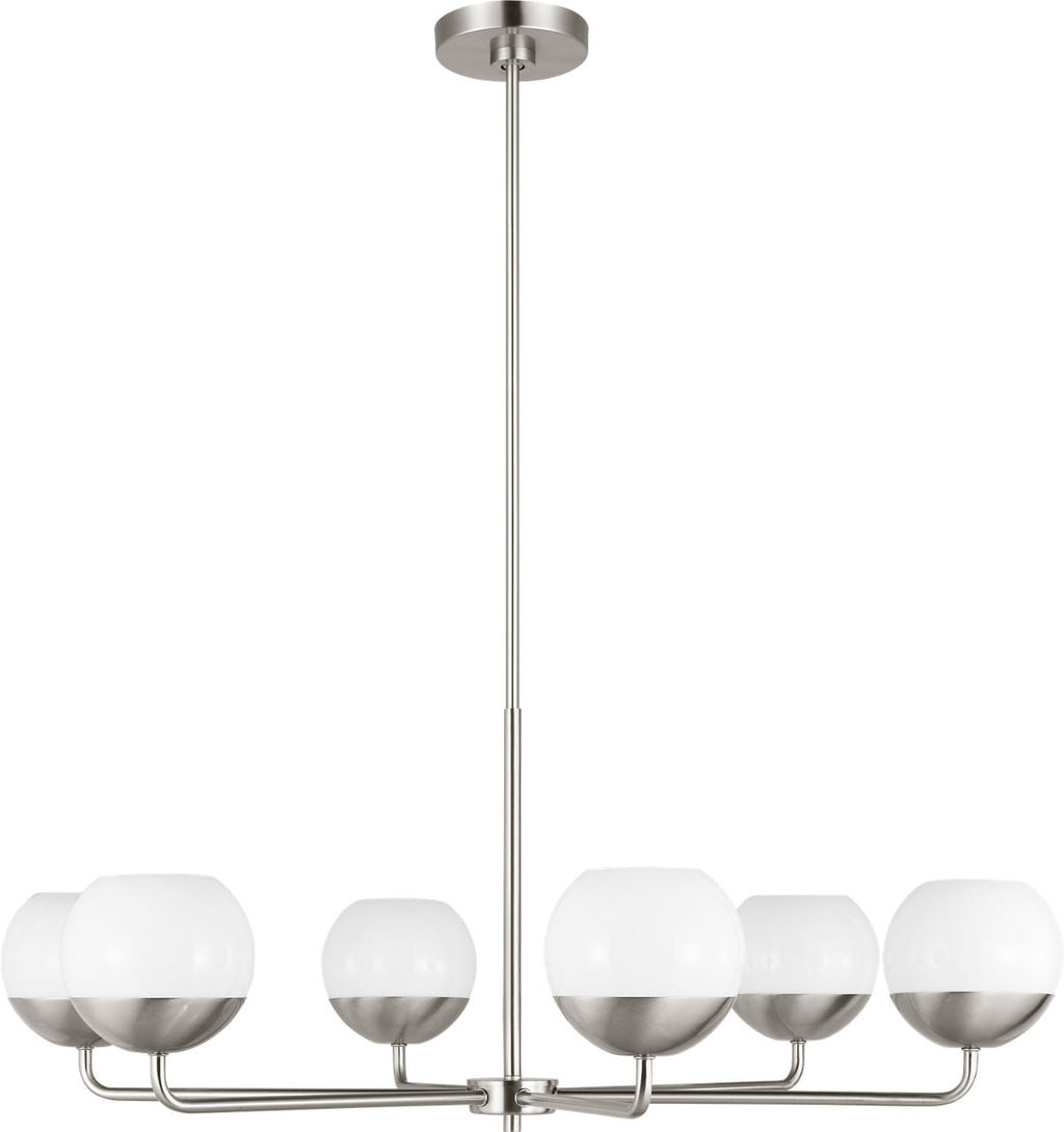 Alvin Six Light Chandelier Brushed Nickel