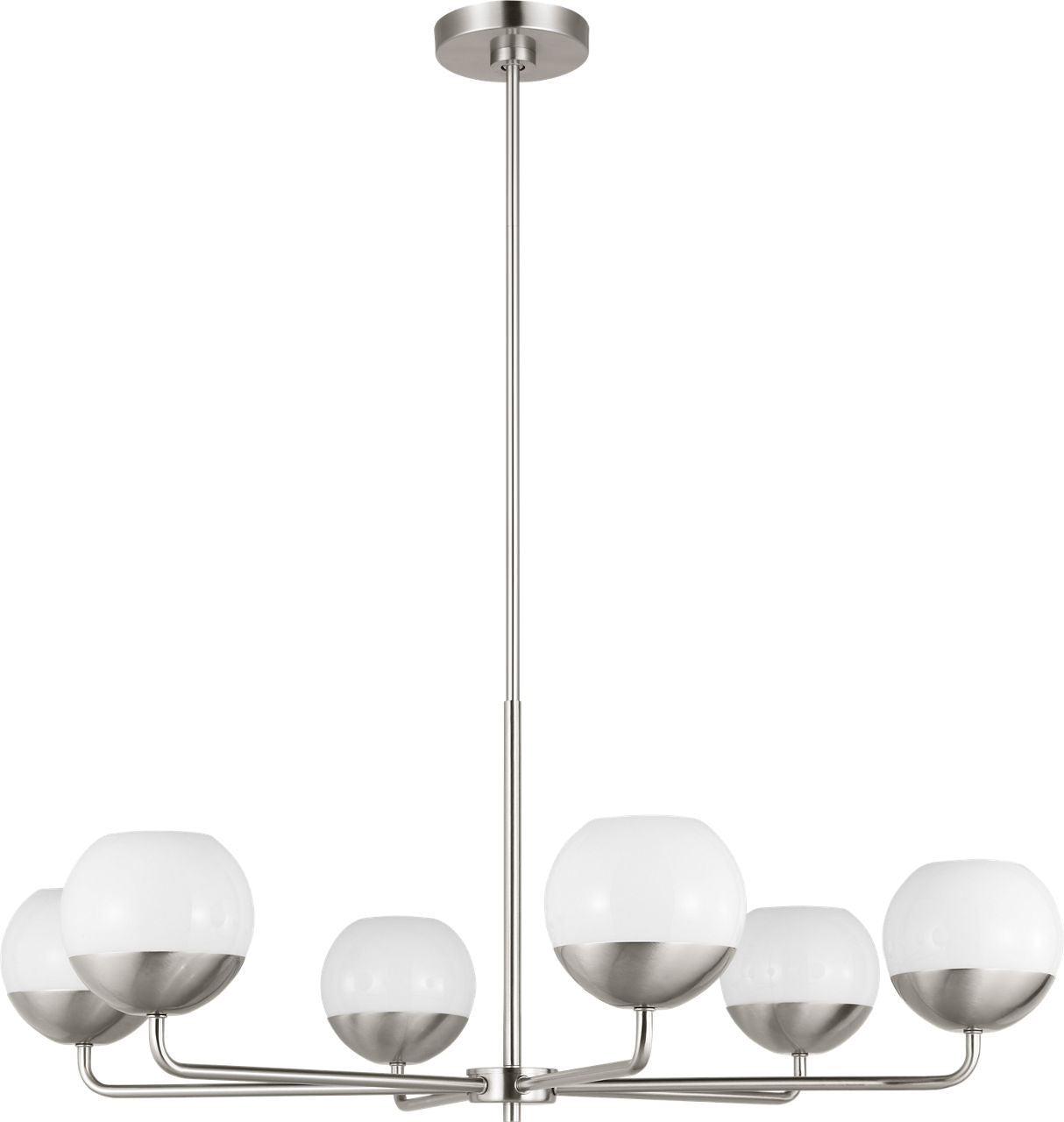 Alvin Six Light Chandelier Brushed Nickel Bulbs Included
