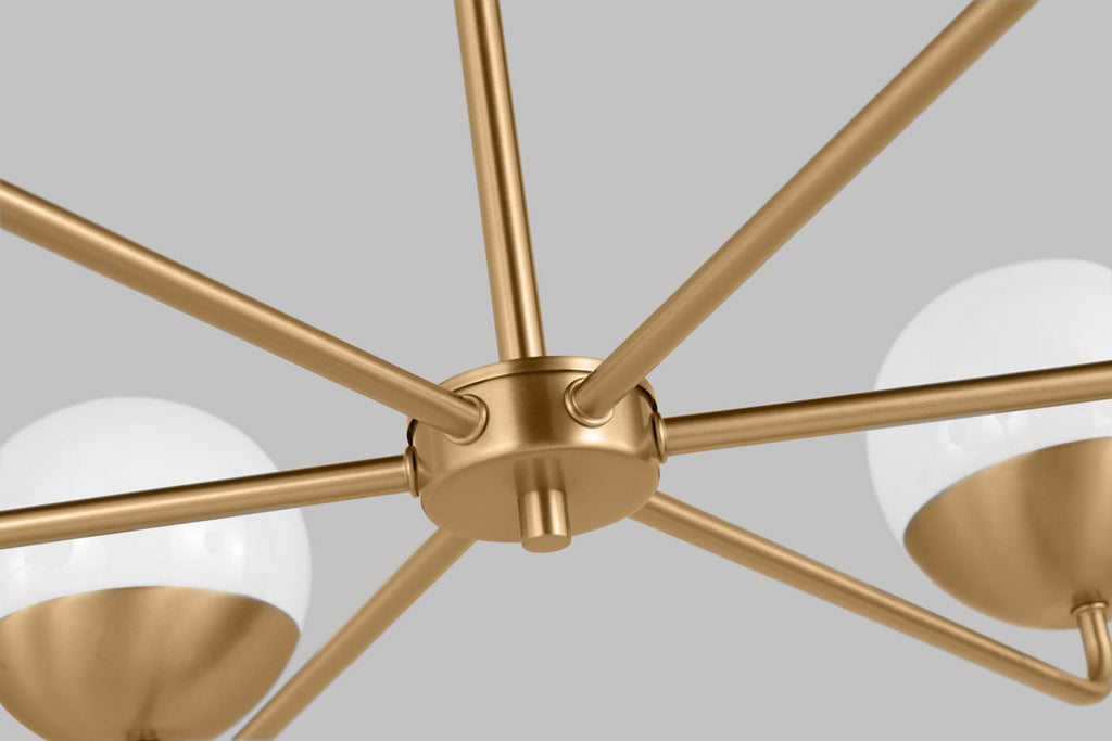 Alvin Six Light Chandelier Satin Brass Bulbs Included