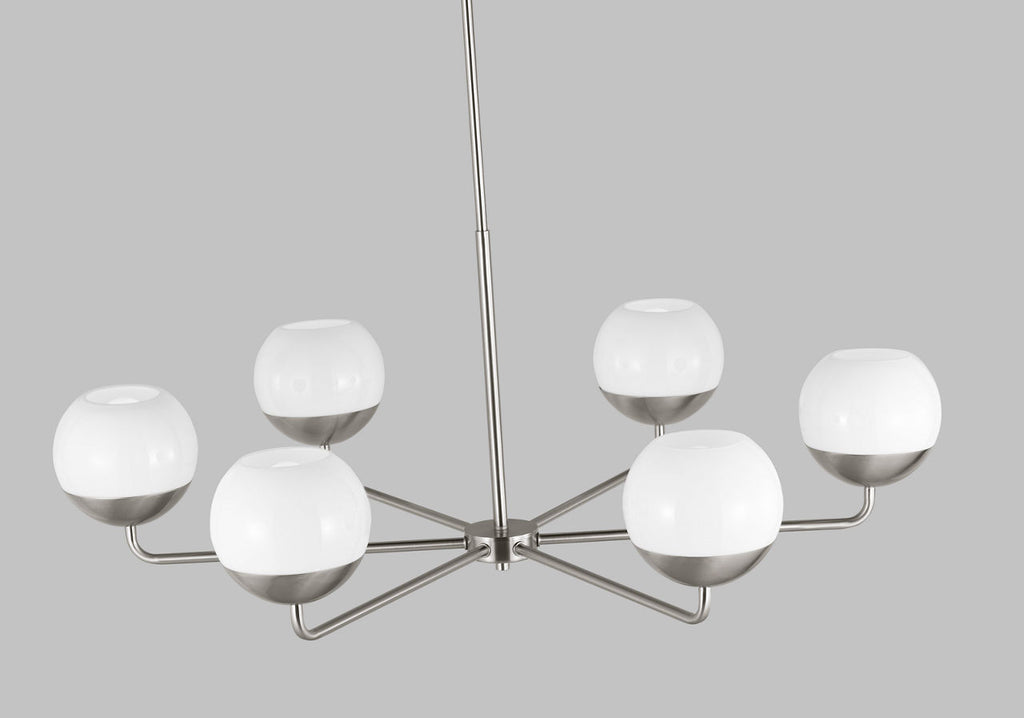 Alvin Six Light Chandelier Brushed Nickel
