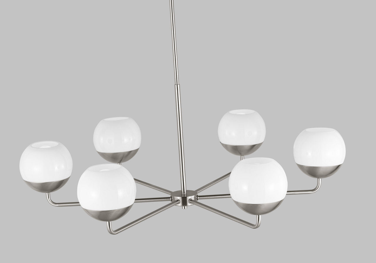 Alvin Six Light Chandelier Brushed Nickel