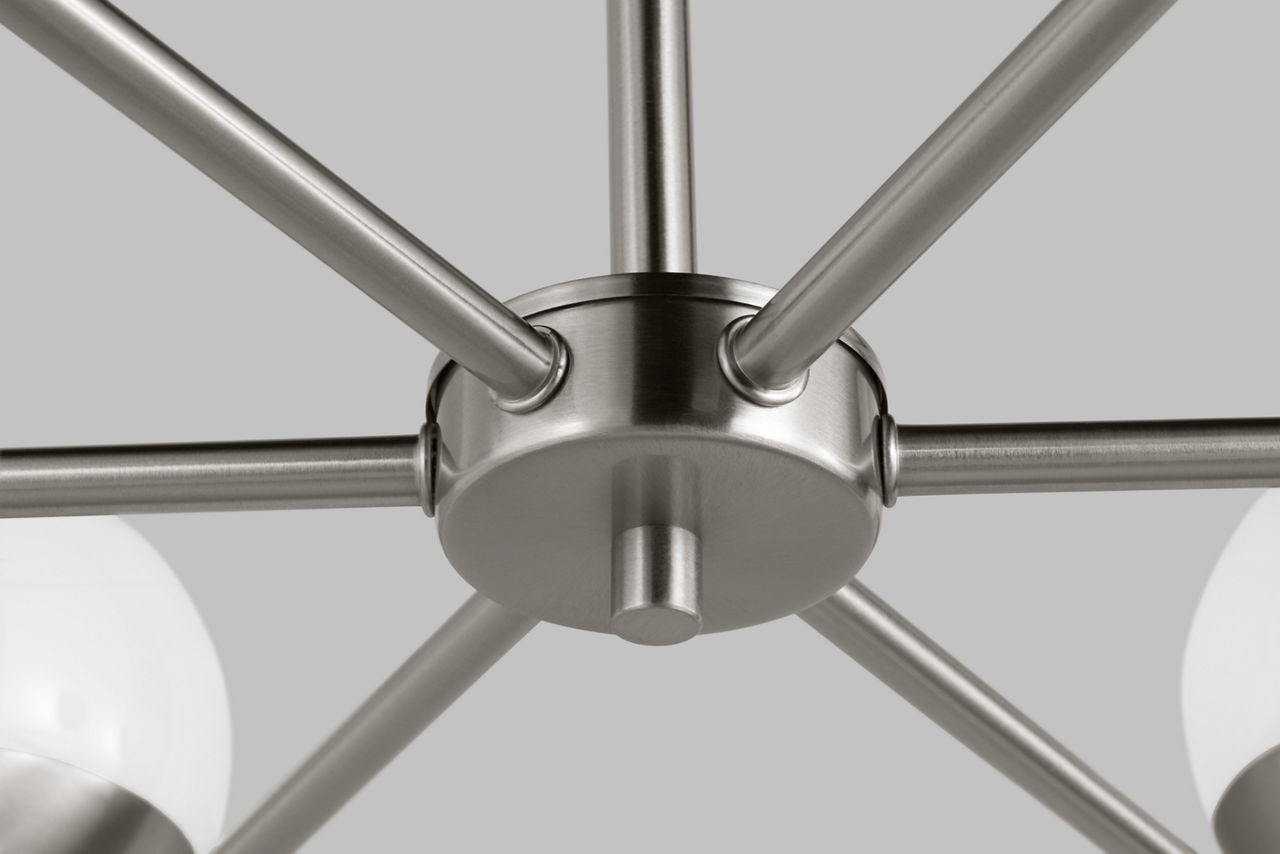 Alvin Six Light Chandelier Brushed Nickel Bulbs Included