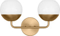 Alvin Two Light Wall / Bath Satin Brass Bulbs Inc
