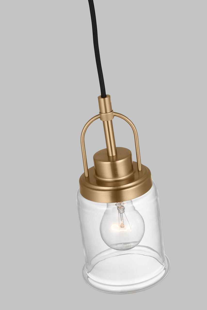 Anders One Light Mini-Pendant Satin Brass Bulbs Inc