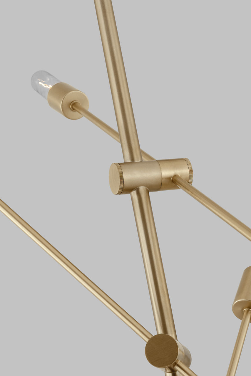 Axis Six Light Large Chandelier Satin Brass Bulbs Included