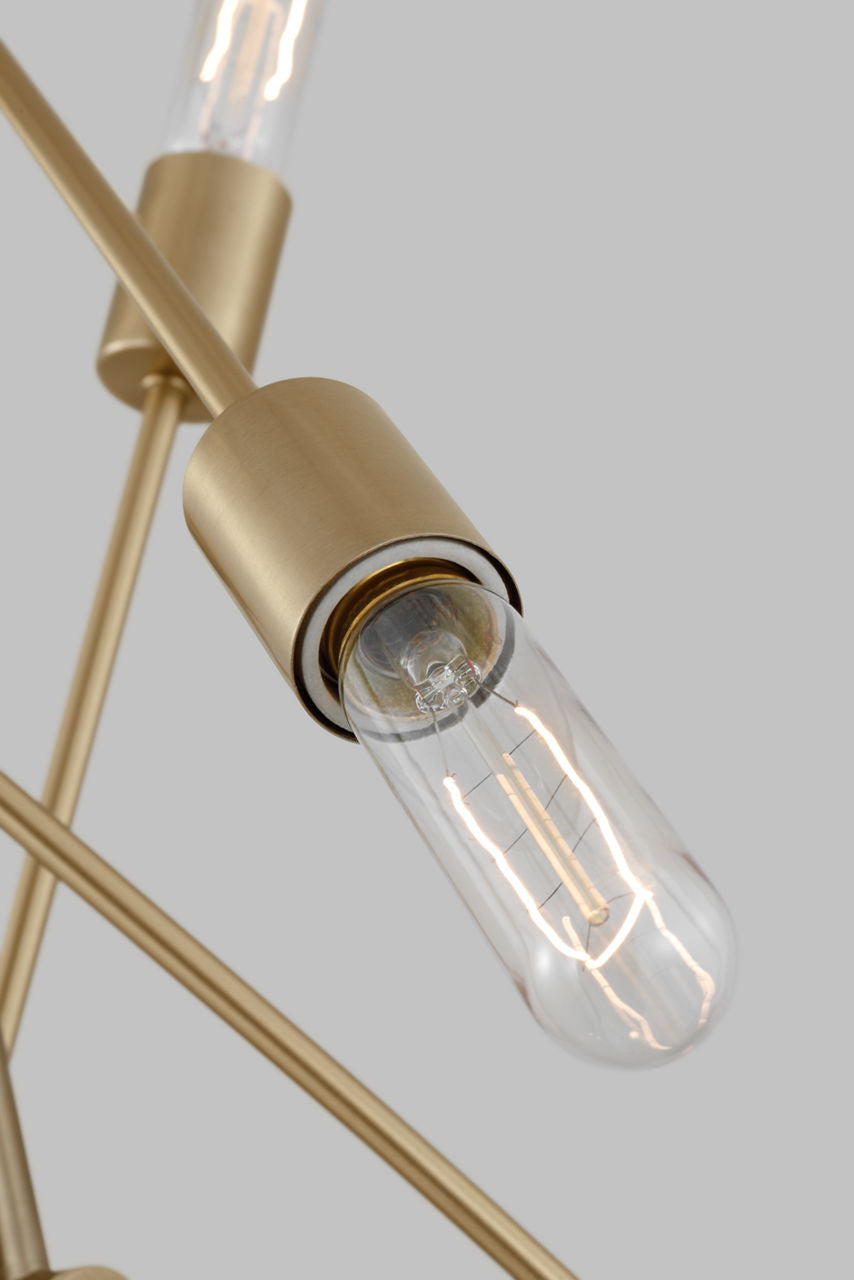Axis Six Light Medium Chandelier Satin Brass Bulbs Inc