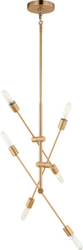 Axis Six Light Medium Chandelier Satin Brass Bulbs Inc