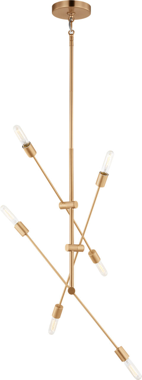 Axis Six Light Large Chandelier Satin Brass