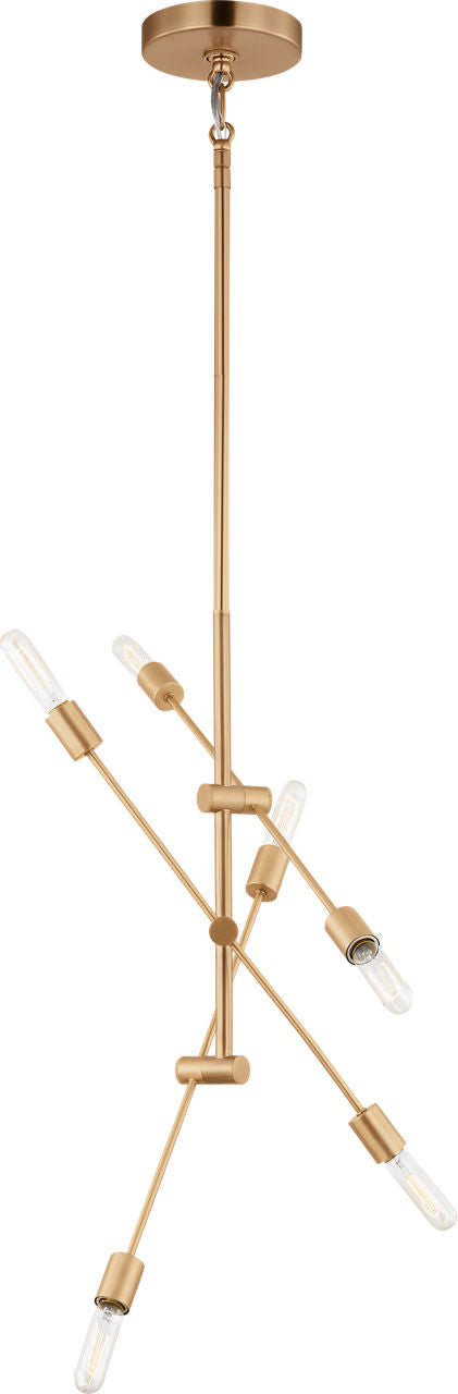 Axis Six Light Medium Chandelier Satin Brass Bulbs Inc