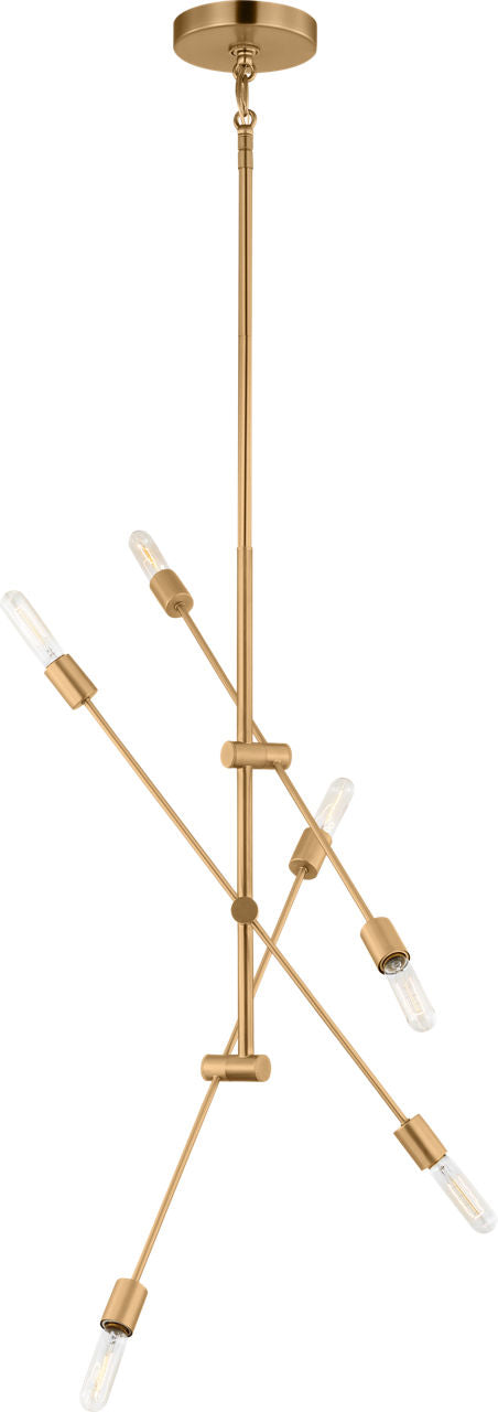 Axis Six Light Large Chandelier Satin Brass Bulbs Included