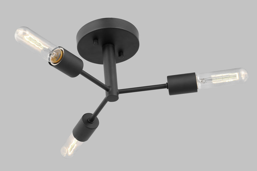 Axis Three Light Semi-Flush Mount Midnight Black Bulbs Inc