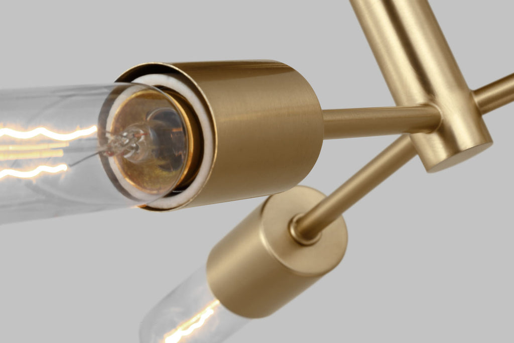 Axis Three Light Semi-Flush Mount Satin Brass Bulbs Inc