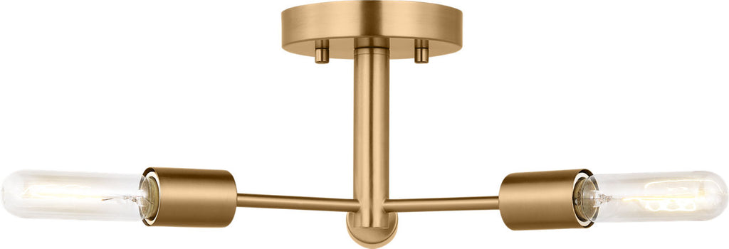 Axis Three Light Semi-Flush Mount Satin Brass Bulbs Inc