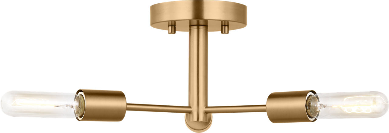 Axis Three Light Semi-Flush Mount Satin Brass Bulbs Inc