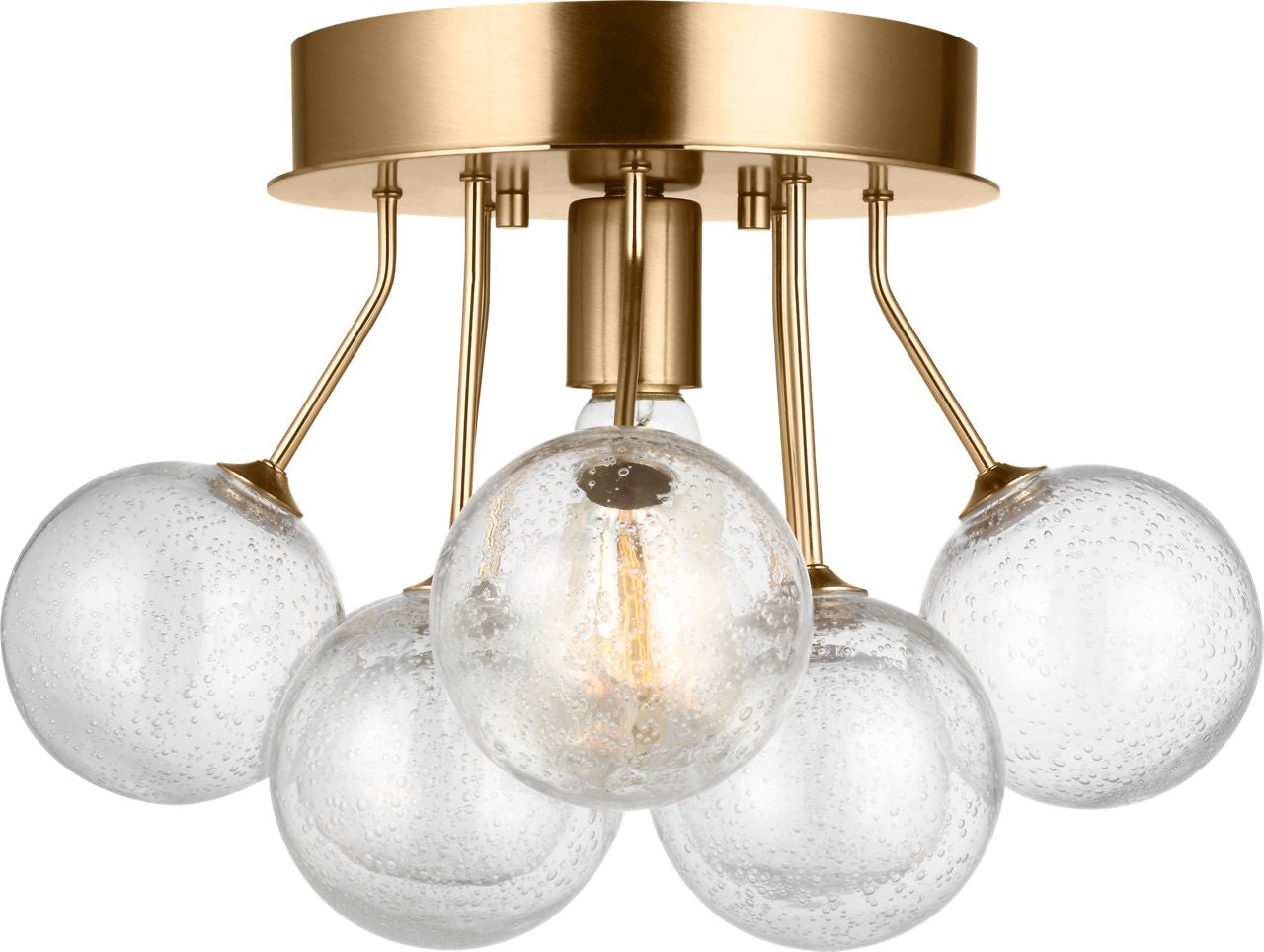 Bronzeville One Light Semi-Flush Mount | Satin Brass