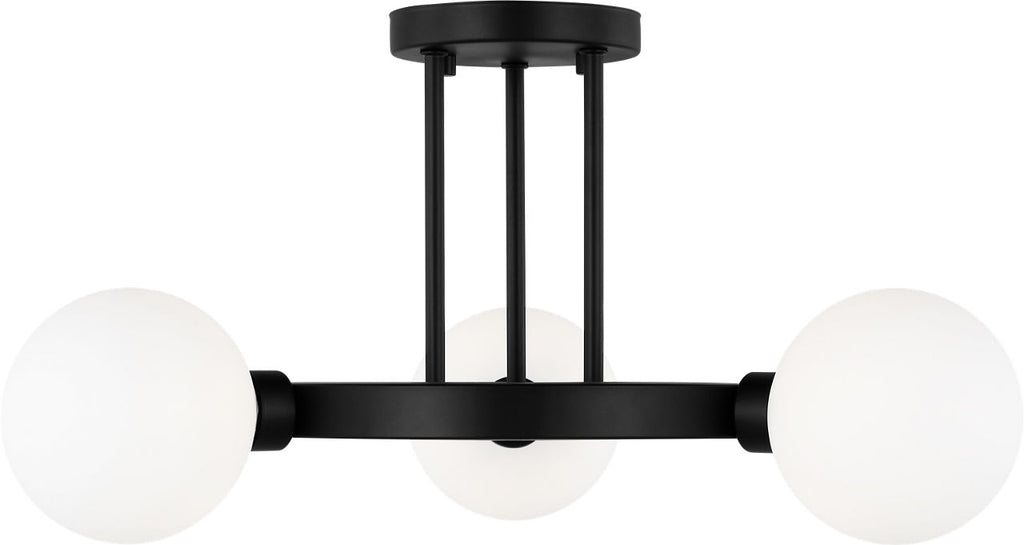 Clybourn Three Light Semi-Flush Mount Midnight Black