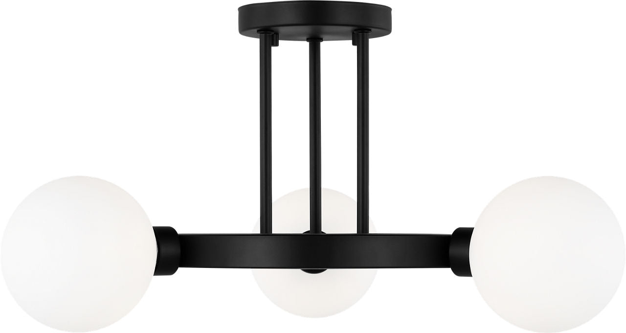Clybourn Three Light Semi-Flush Mount Midnight Black