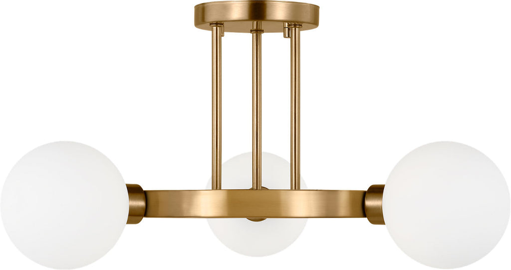 Clybourn Three Light Semi-Flush Mount Satin Brass