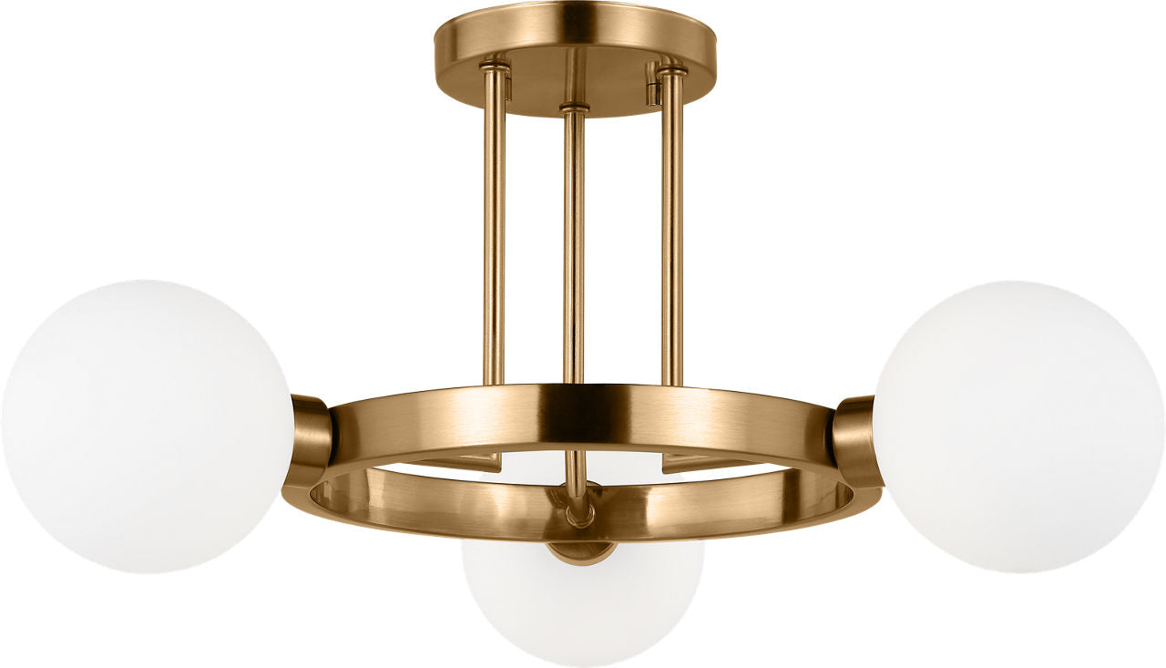 Clybourn Three Light Semi-Flush Mount Satin Brass
