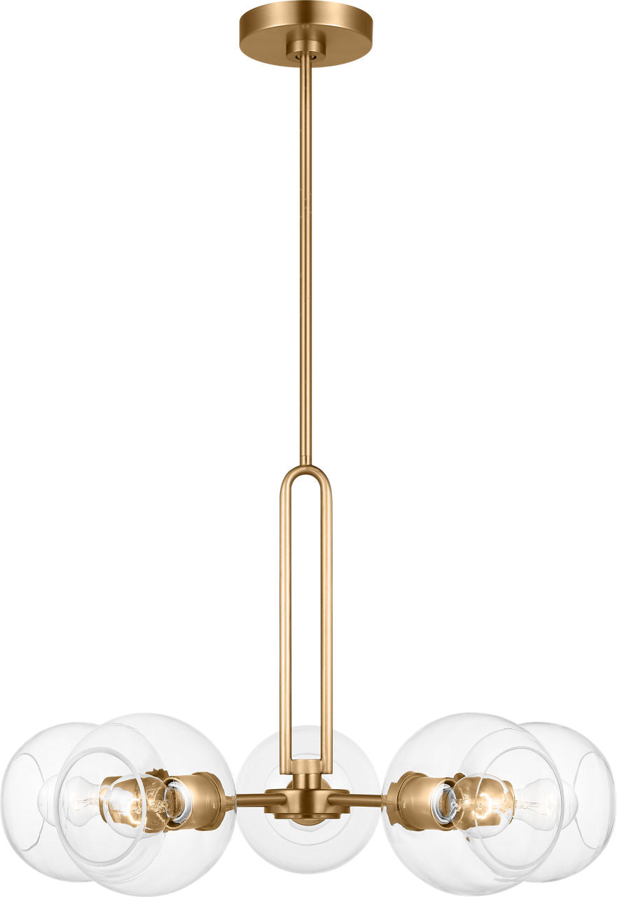 Codyn Five Light Medium Chandelier Satin Brass Bulbs Included