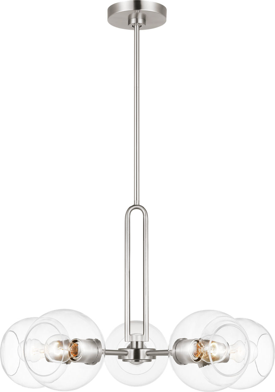 Codyn Five Light Medium Chandelier Brushed Nickel Bulbs Included