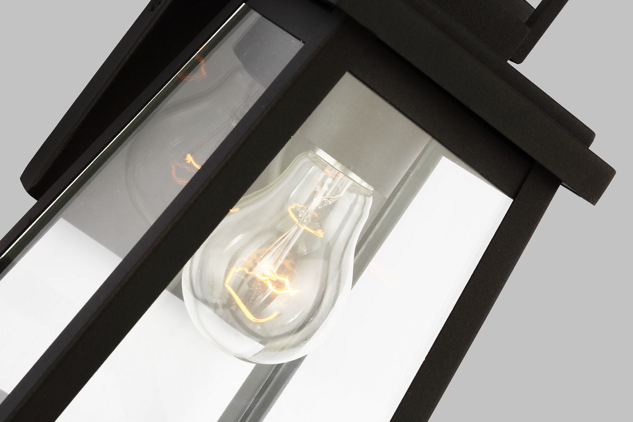 Founders Small Wall Lantern | Black Clear Bulb
