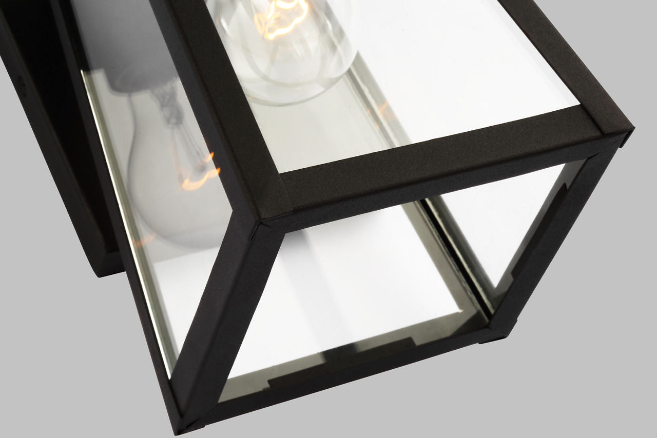 Founders Small Wall Lantern | Black Clear Bulb