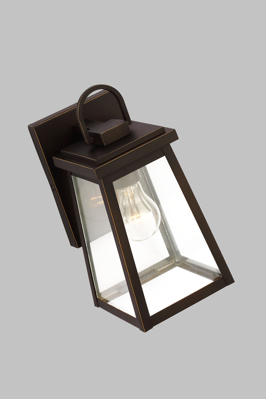 Founders Small Wall Lantern | Antique Bronze Clear Bulb
