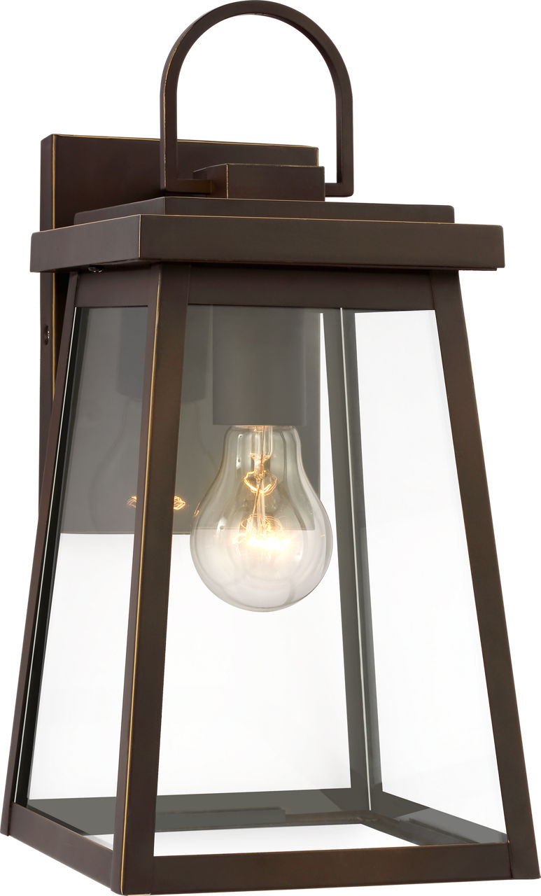 Founders Medium Wall Lantern | Antique Bronze Clear Bulb