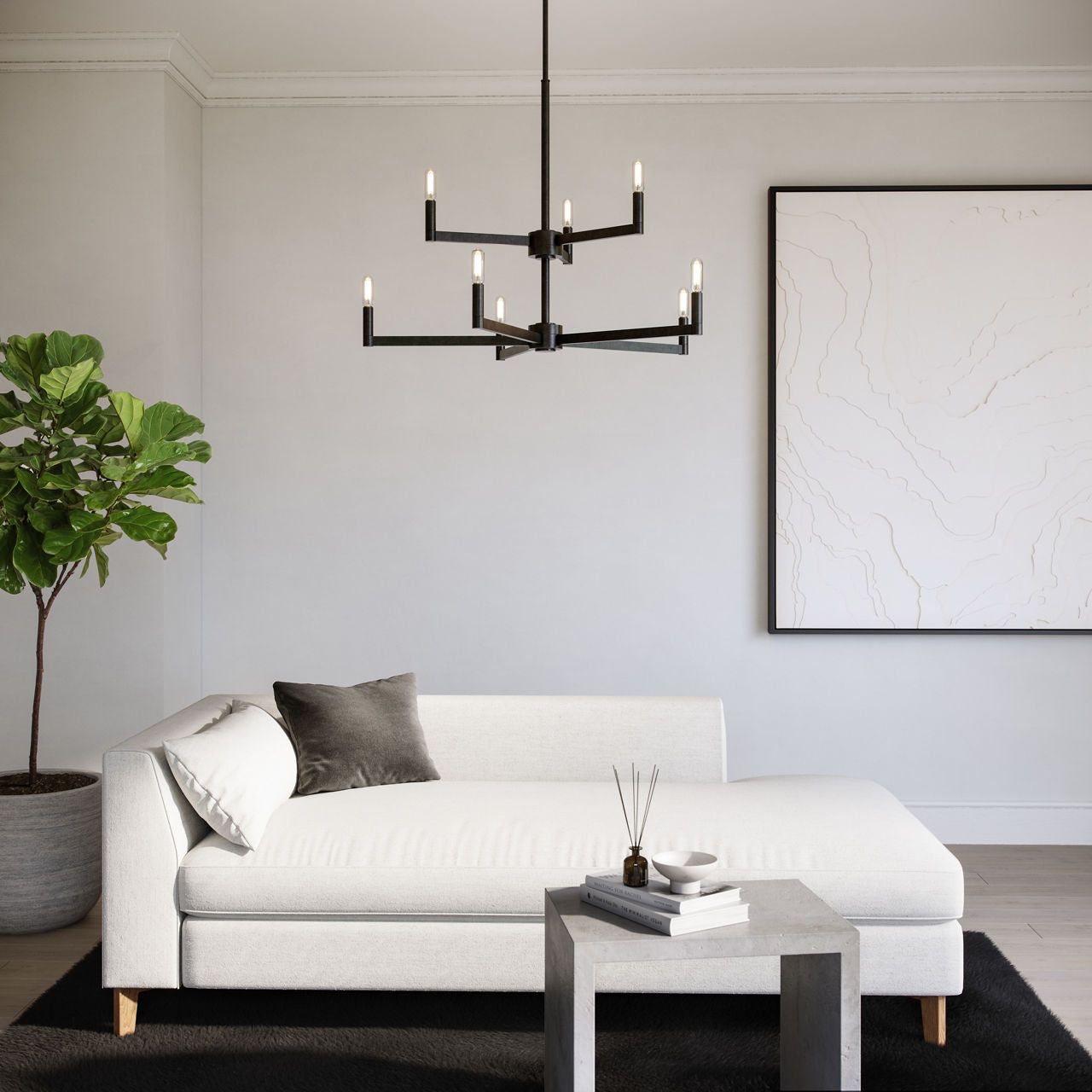 Fullton 9-Light Chandelier | Midnight Black | No Shade Bulb(s) Included
