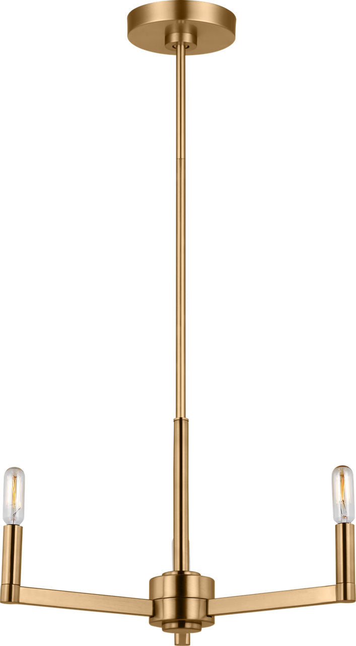 Fullton 3-Light Chandelier | Satin Brass | No Shade Bulb(s) Not Included